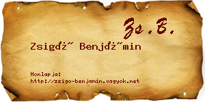 Zsigó Benjámin névjegykártya