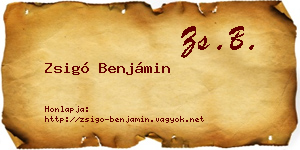 Zsigó Benjámin névjegykártya