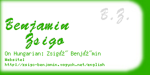 benjamin zsigo business card